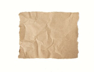 Obraz premium Torn old brown paper piece isolated on white background 