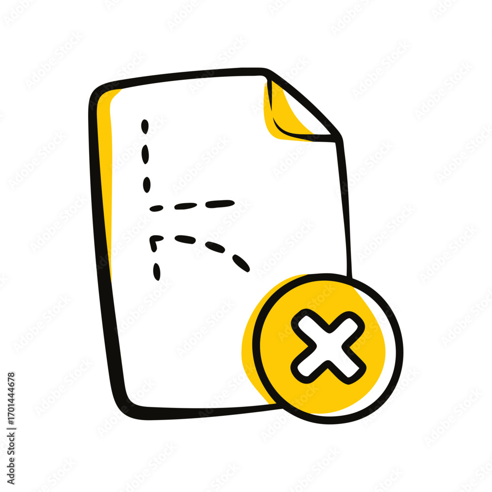 Poster file with x cross remove symbol hand drawing icon for web and graphic design