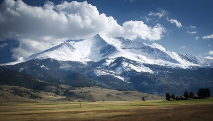 Fototapeta premium Majestic Mountain Range Peaks Under Cloudy Heavens