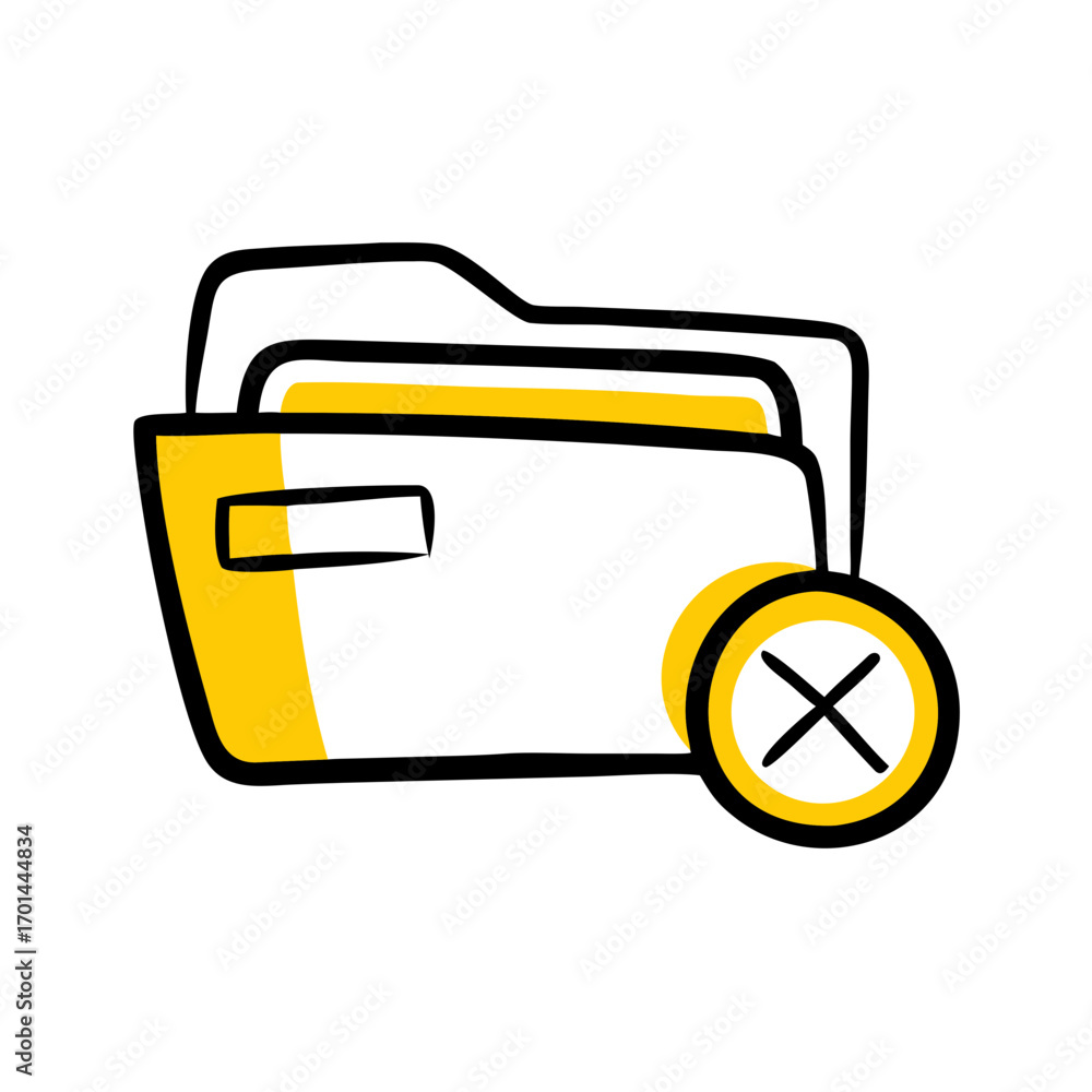 Poster folder with delete remove option hand drawing icon for web and graphic design