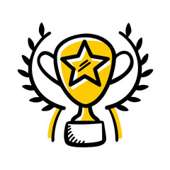 Obraz premium Leadership Recognition Employee Award hand drawing icon for web and graphic design