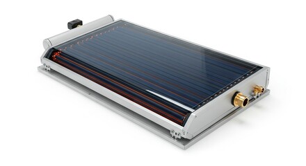 Fototapeta premium Evacuated tube solar collector panel displayed on a white backdrop