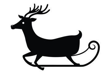 reindeer sleigh silhouette vector art icon