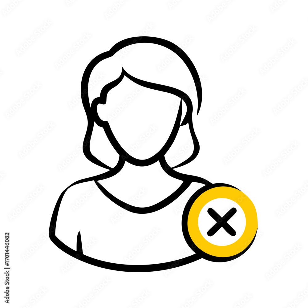 Aufkleber user profile avatar with delete icon hand drawing icon for web and graphic design