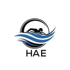 HAE Swimming  Company logo. HAE Water Sports logo design for entrepreneur and business. HAE Training Branding best icon.
