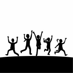 Silhouetted Kids: Energetic silhouettes of children jumping for joy against an airy backdrop, conveying pure energy, vitality and happiness.