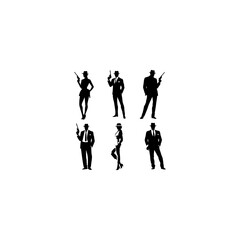 Mafia silhouette vector set 