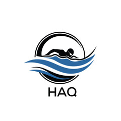 HAQ Swimming  Company logo. HAQ Water Sports logo design for entrepreneur and business. HTK Training Branding best icon.
