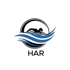 HAR Swimming  Company logo. HAR Water Sports logo design for entrepreneur and business. HTK Training Branding best icon.
