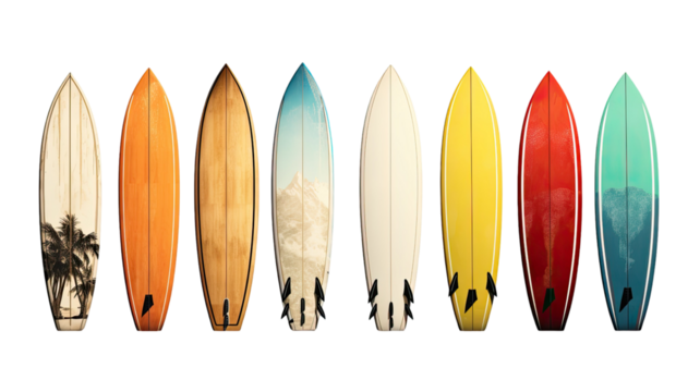 Realistic surfboard on the beach illustration on white background