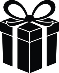 Gift box bow icon present silhouette vector illustration