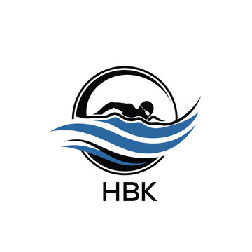 HBK Swimming  Company logo. HBK Water Sports logo design for entrepreneur and business. HTK Training Branding best icon.
