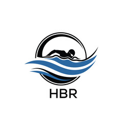 HBR Swimming  Company logo. HBR Water Sports logo design for entrepreneur and business. HTK Training Branding best icon.
