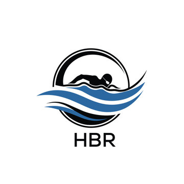 HBR Swimming  Company logo. HBR Water Sports logo design for entrepreneur and business. HTK Training Branding best icon.
