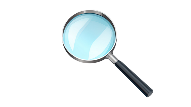 Realistic magnifying glass illustration on white background