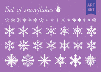 シンプルで使いやすい雪の結晶(スノーフレーク)のイラストアイコンセット_冬の素材・装飾
