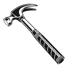 A classic claw hammer a versatile tool for construction carpentry and diy projects rendered in a bold black and white graphic style