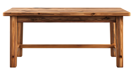 Rustic wooden table, front view