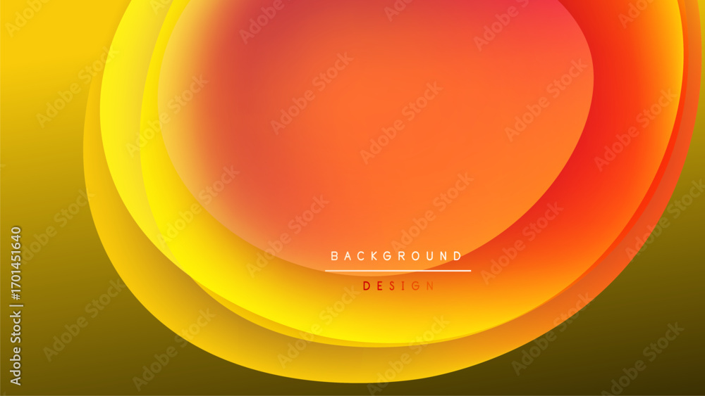 Poster Abstract design features layered orange, yellow curves. Dark background creates vibrant contrast, modern aesthetic. Simple text reads background design.