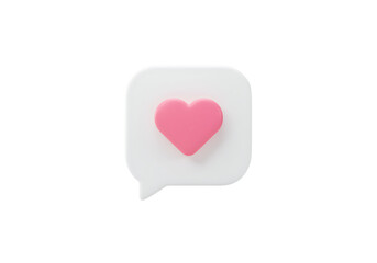3d Rendered Icon Of A Heart Within A Speech Bubble Floating Isolated On A Transparent Background Ideal For Love And Social Media Concepts