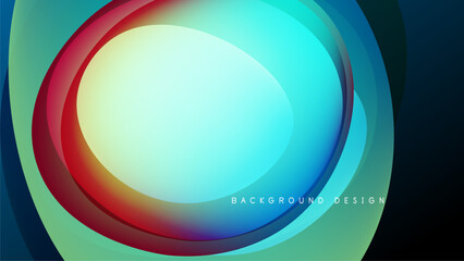 Abstract colorful layers create circular design. Vibrant hues blend, forming dynamic visual effect. Background is black.