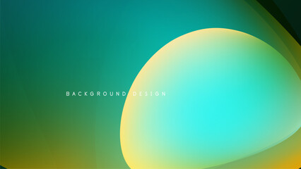 Abstract gradients blend, creating fluid shapes. Teal, yellow hues dominate dark background. Modern design element.