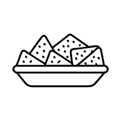 Minimalist illustration of a bowl of delicious watermelon slices with seeds