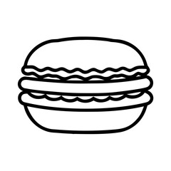 Simple line drawing of a delicious layered dessert, bun, and filling