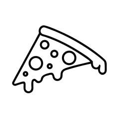 Minimalist Pepperoni Pizza Slice Icon with Dripping Cheese, Black and White