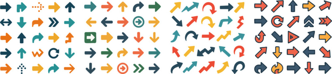 A vibrant collection of various arrow icons for UI/UX.