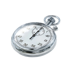 Metallic stopwatch, white face, precise timekeeping