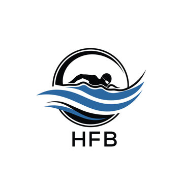 HFB Swimming  Company logo. HFB Water Sports logo design for entrepreneur and business. HFB Training Branding best icon.
