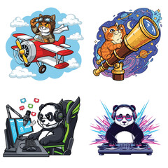 A cute cartoon mouse with a pirate skull and crossbones flag sits on a laptop