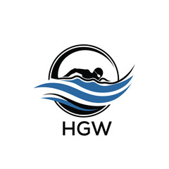 HGW Swimming  Company logo. HGW Water Sports logo design for entrepreneur and business. HTK Training Branding best icon.
