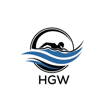HGW Swimming  Company logo. HGW Water Sports logo design for entrepreneur and business. HTK Training Branding best icon.
