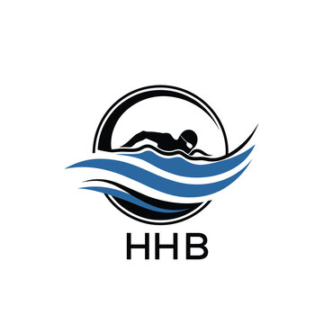 HHB Swimming  Company logo. HHB Water Sports logo design for entrepreneur and business. HHB Training Branding best icon.
