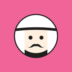 Arabian man whiskers with Turban logo. Arabian man logo vector line  potrait colorful design with dark background. Abstract graphic illustration. Simple Modern template logo.