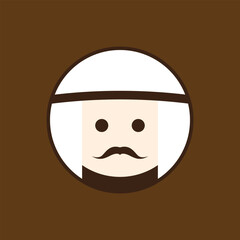 Arabian man whiskers with Turban logo. Arabian man logo vector line  potrait colorful design with dark background. Abstract graphic illustration. Simple Modern template logo.