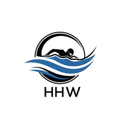 HHW Swimming  Company logo. HHW Water Sports logo design for entrepreneur and business. HHW Training Branding best icon.
