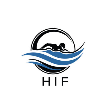 HIF Swimming  Company logo. HIF Water Sports logo design for entrepreneur and business. HIF Training Branding best icon.

