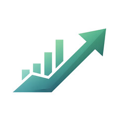 Business Growth Chart Icon with Rising Arrow