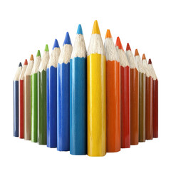 Colorful pencils in a pyramid shape