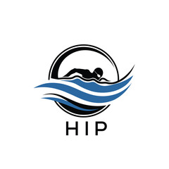 HIP Swimming  Company logo. HIP Water Sports logo design for entrepreneur and business. HTK Training Branding best icon.
