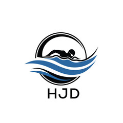 HJD Swimming  Company logo. HJD Water Sports logo design for entrepreneur and business. HJD Training Branding best icon.
