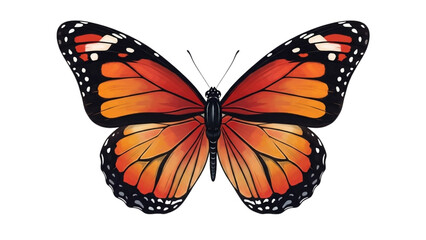 Fototapeta premium Elegant Monarch Butterfly Illustration with Symmetrical Wings on Black Background