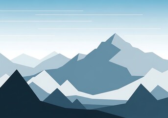 Aesthetic vector depiction of cascading blue mountain ranges