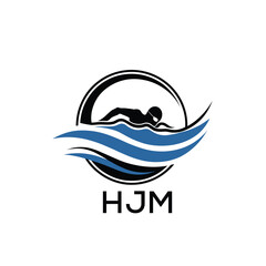 HJM Swimming  Company logo. HJM Water Sports logo design for entrepreneur and business. HJM Training Branding best icon.
