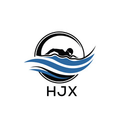 HJX Swimming  Company logo. HJX Water Sports logo design for entrepreneur and business. HTK Training Branding best icon.
