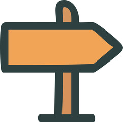 Simple stylized wooden sign pointing right. Navigation.