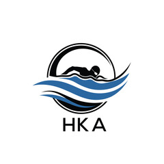HKA Swimming  Company logo. HKA Water Sports logo design for entrepreneur and business. HTK Training Branding best icon.
